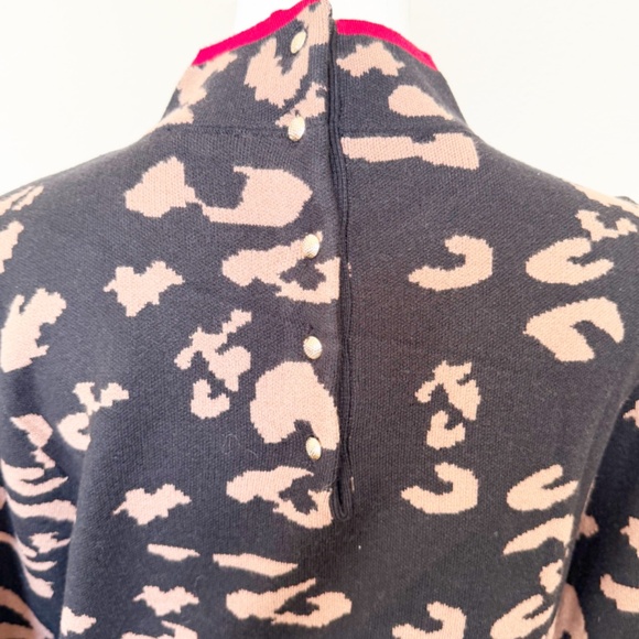 JODIFL Black Mock Neck Leopard Sweater Dress Size M - Picture 7 of 8